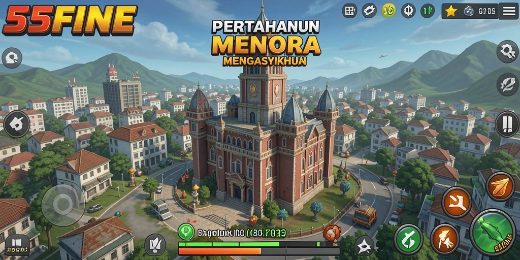 Gameplay 55FIVE yang menantang dan seru dalam Tower Defense.