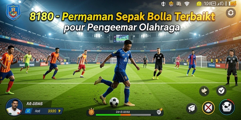 Tampilan utama gameplay 8180 dengan aksi sepak bola yang seru.