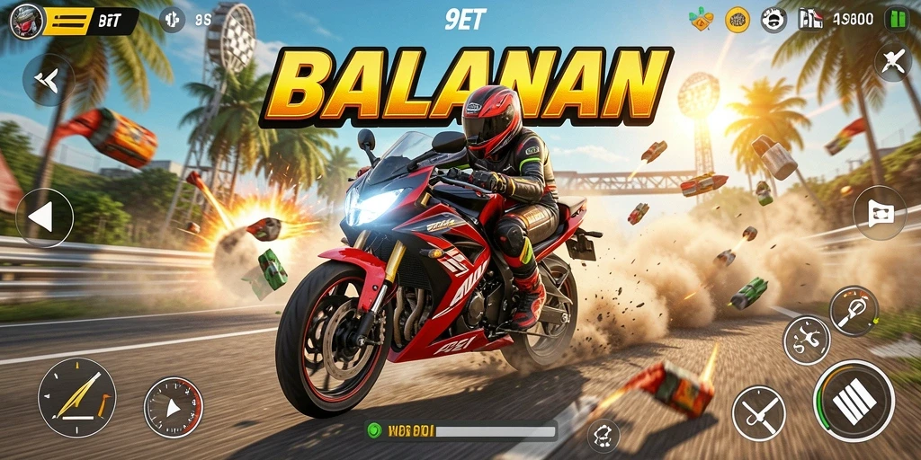 Gameplay menegangkan dengan motor balap yang cepat.