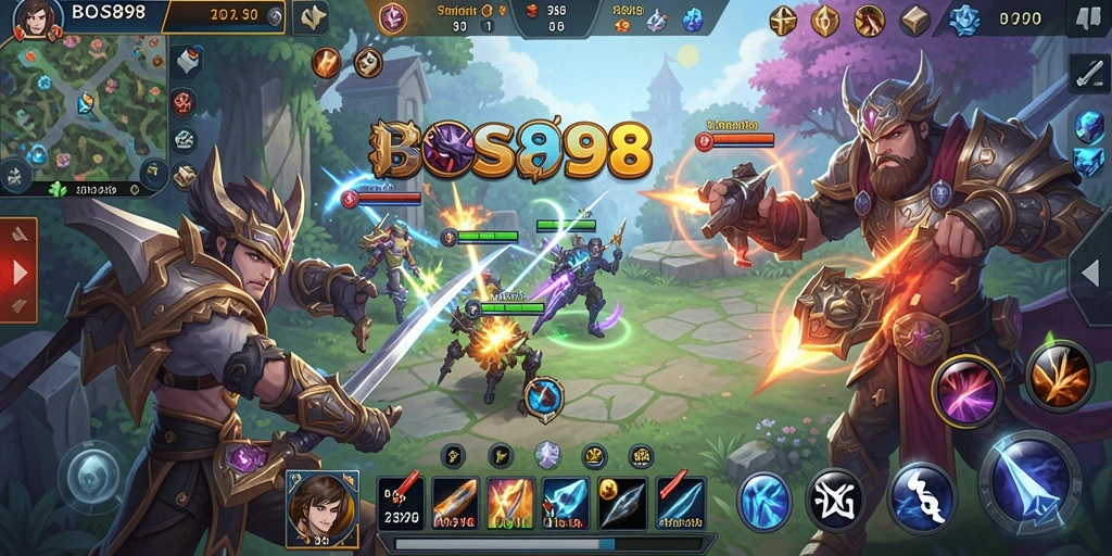 Screenshot utama BOS898 menunjukkan pertempuran mendebarkan dalam gameplay SLG.