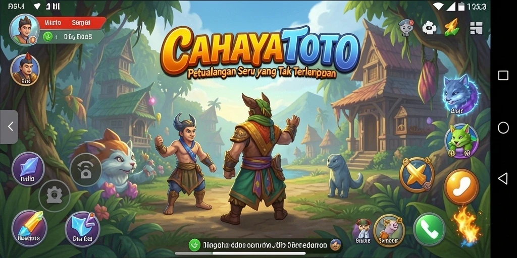 Screenshot menunjukkan gameplay penuh aksi dalam CAHAYATOTO.