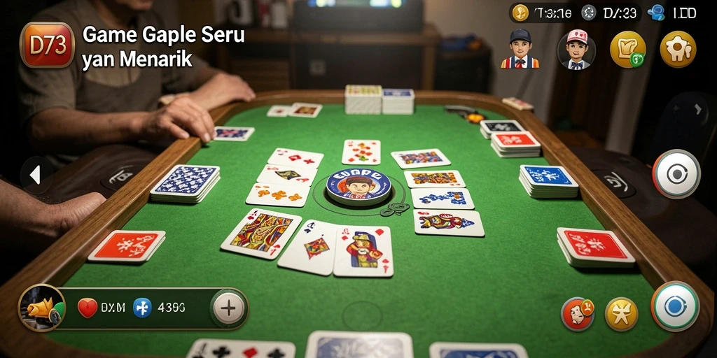 Gameplay D73 menampilkan papan Gaple yang menarik dan interaksi pemain.