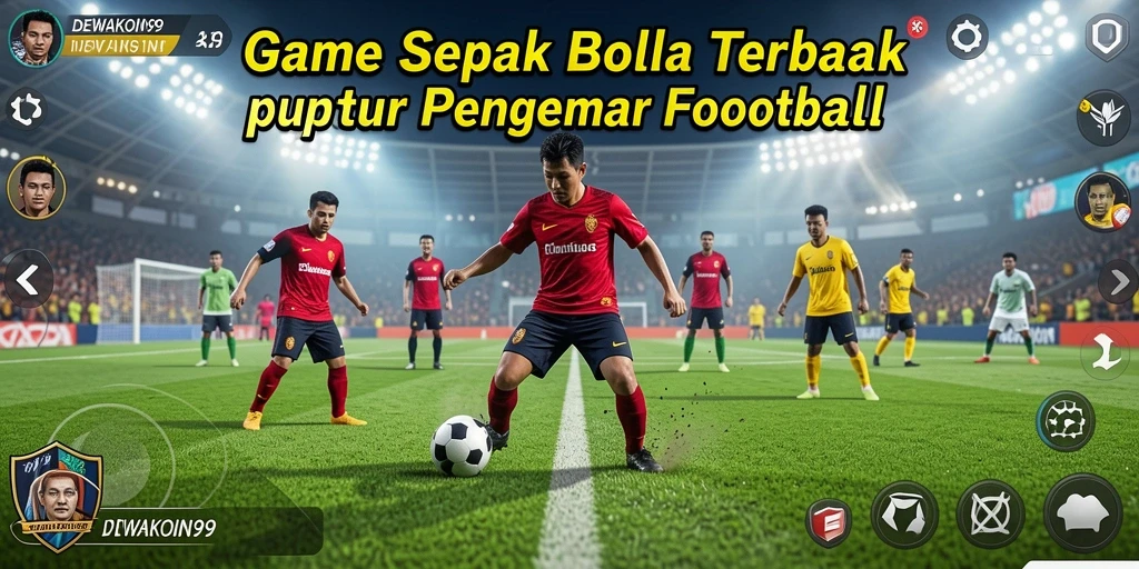 Screenshot gameplay DEWAKOIN99 yang menampilkan aksi seru di lapangan sepak bola.