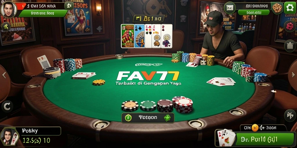 Tampilan gameplay Poker yang menarik dan menegangkan di FAV77.