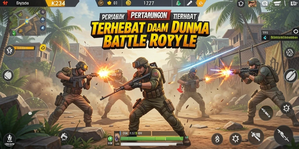 Screenshot K234 menampilkan aksi intens dalam pertempuran Battle Royale.