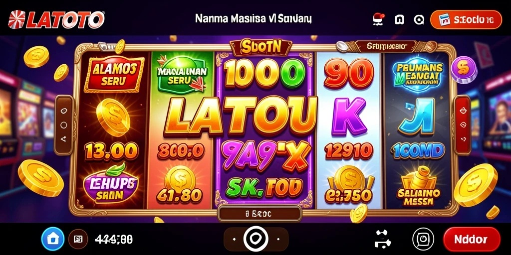 Tampilan layar utama LATOTO menampilkan mesin Slot yang berwarna-warni dan menarik.