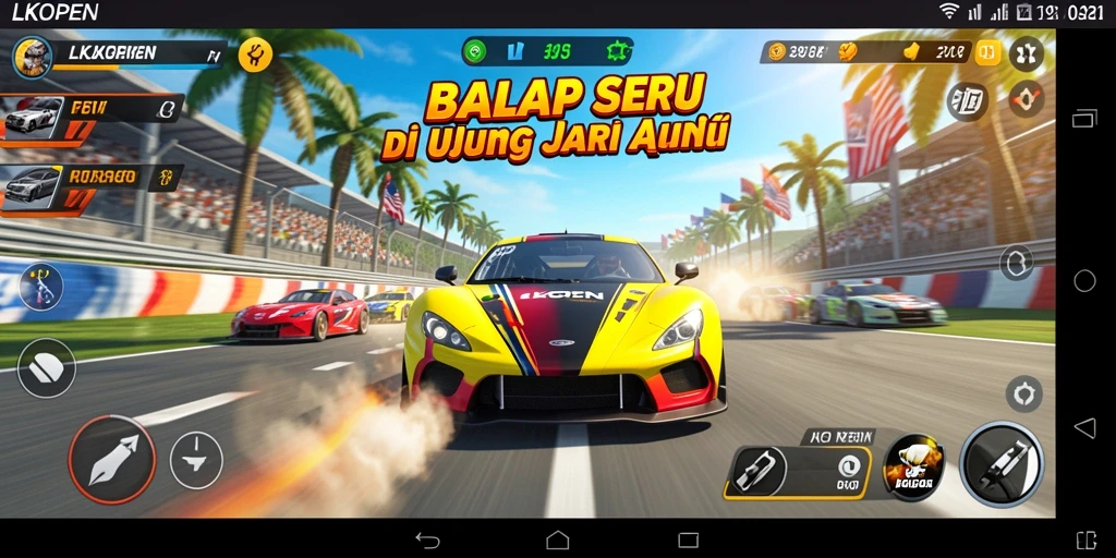 Gameplay balap yang intens dan mendebarkan dalam LKOPEN.