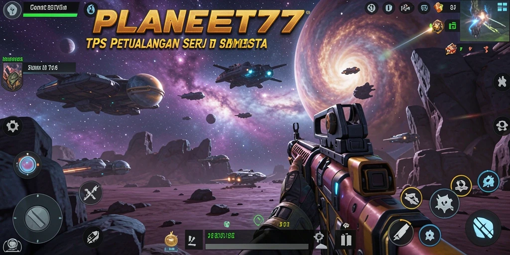 Screenshot PLANET77 menampilkan aksi seru dalam gameplay TPS.