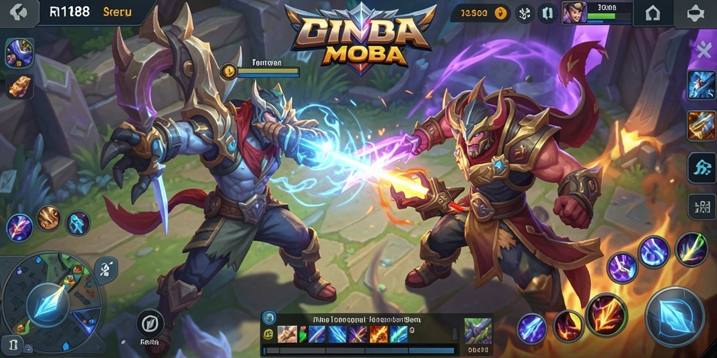 Gameplay RI188 dengan pertarungan strategis dan kolaborasi tim.