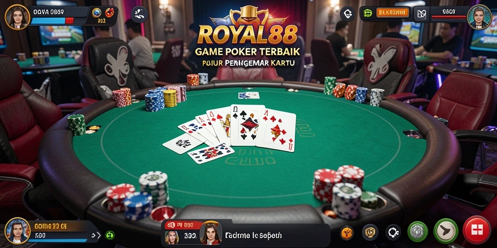 Tampilan gameplay Poker yang menegangkan di ROYAL88.