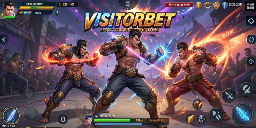 Screenshot gameplay VISITORBET menunjukkan pertarungan yang mendebarkan.