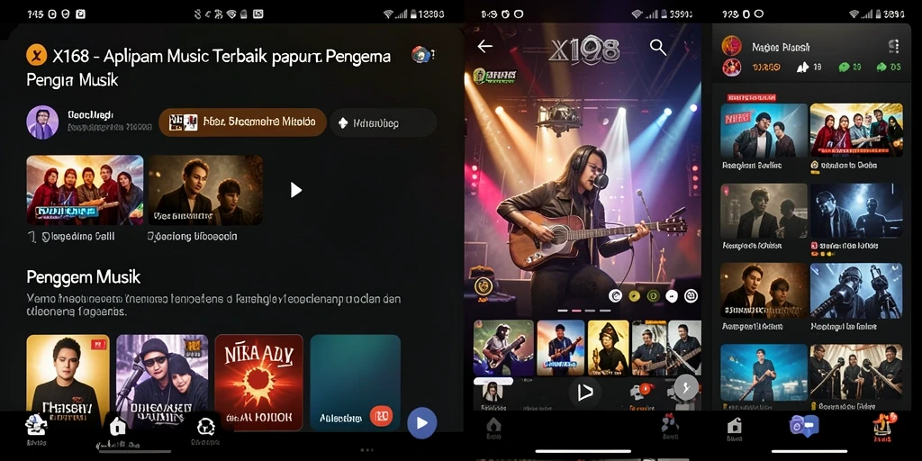 Tampilan gameplay X168 dengan berbagai pilihan musik yang menarik.